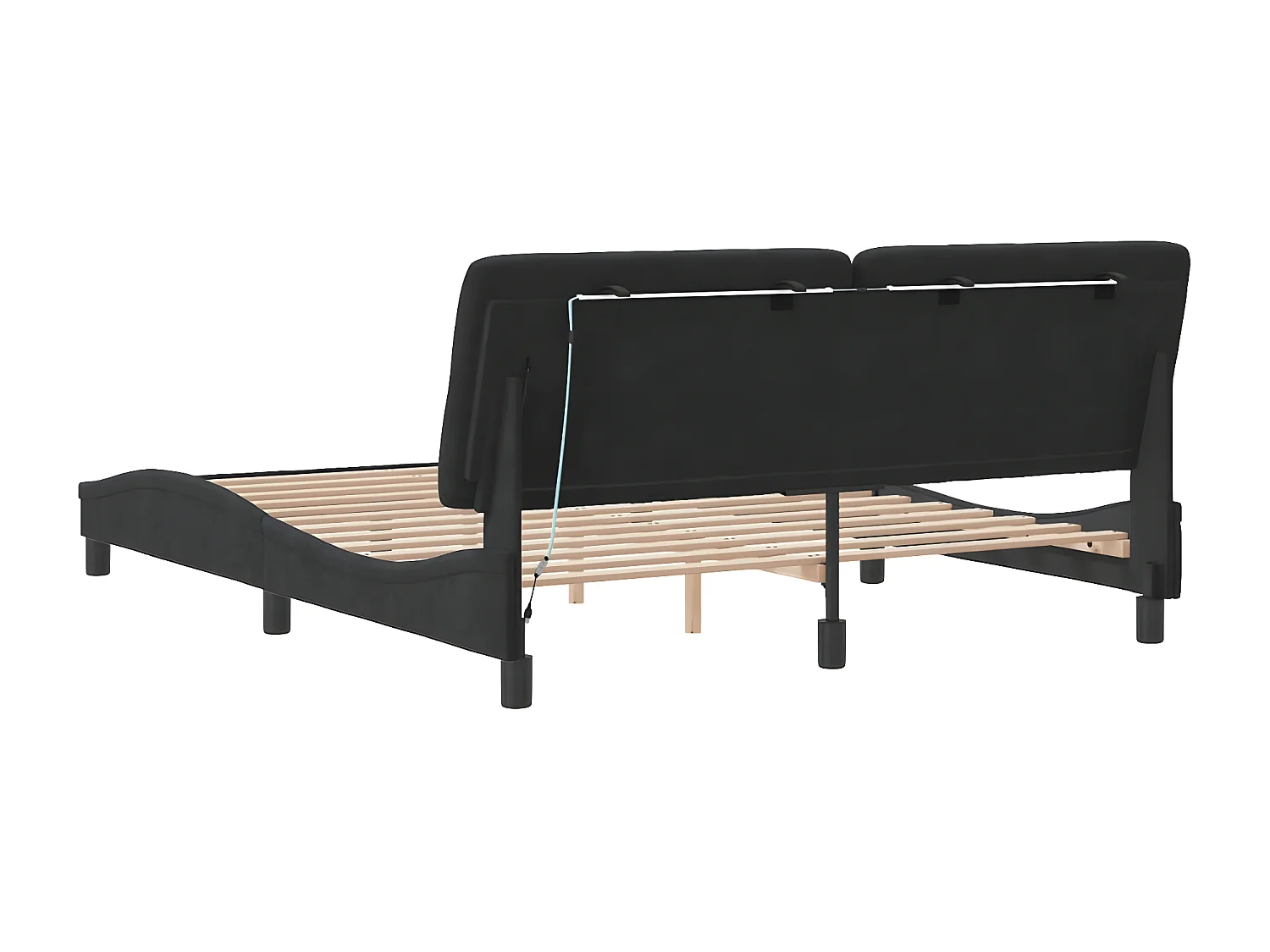 Cadre de lit avec lumières LED noir 160x200 cm velours
