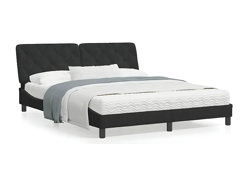 Estrutura de cama c/ luzes LED 160x200 cm veludo preto
