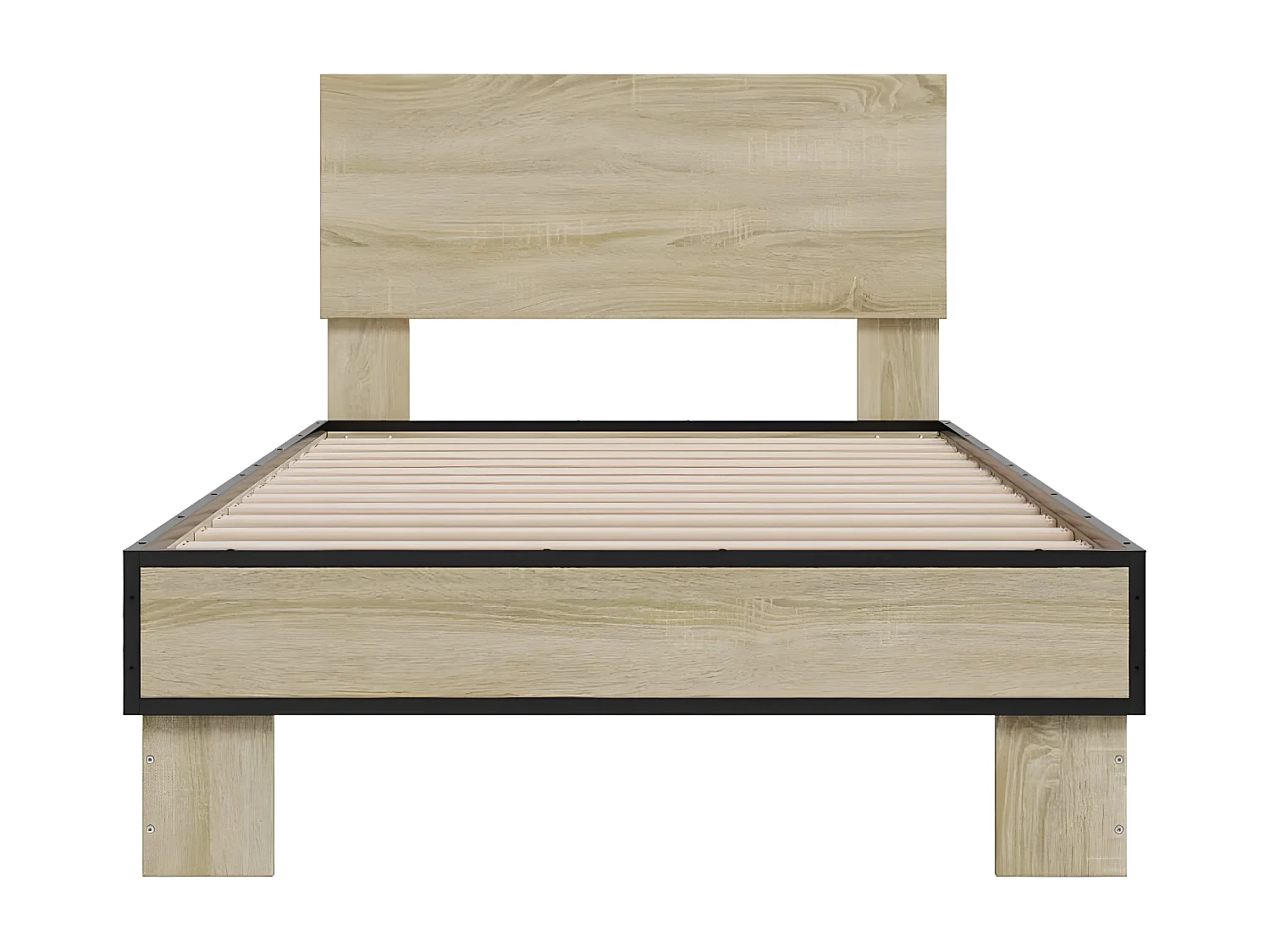 Estructura cama madera ingeniería metal roble Sonoma 75x190 cm