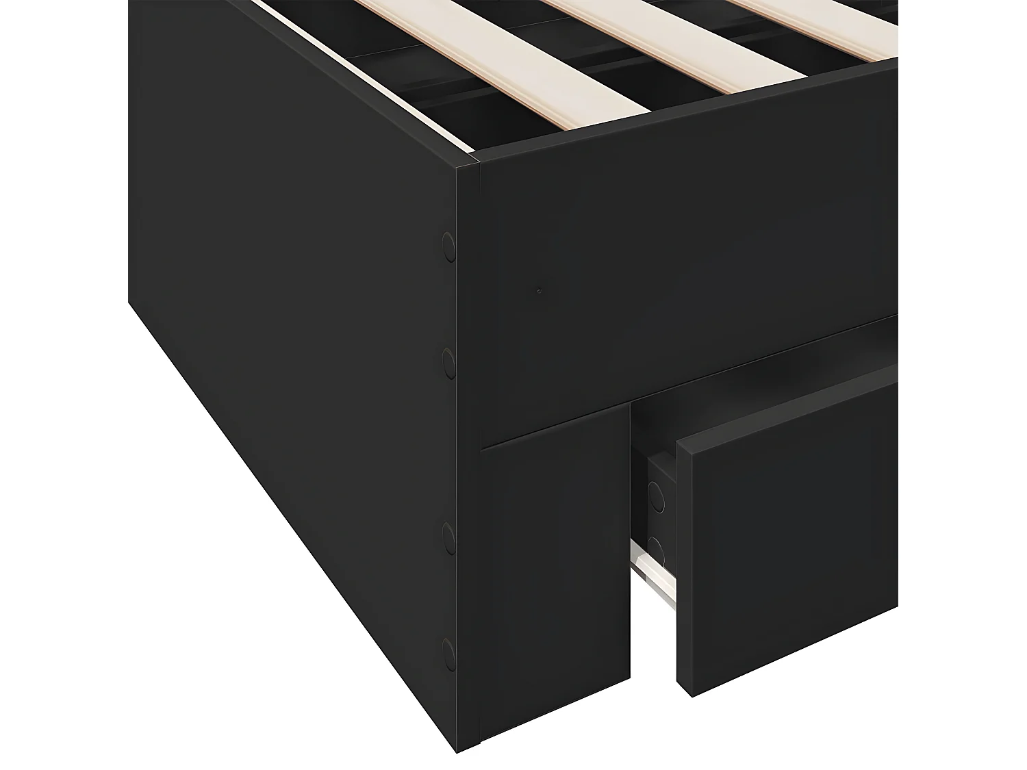 Cadre de lit avec tiroirs noir 75x190 cm bois d'ingénierie