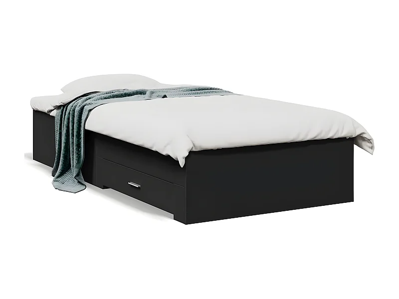 Estrutura cama c/ gavetas 75x190 cm derivados de madeira preto
