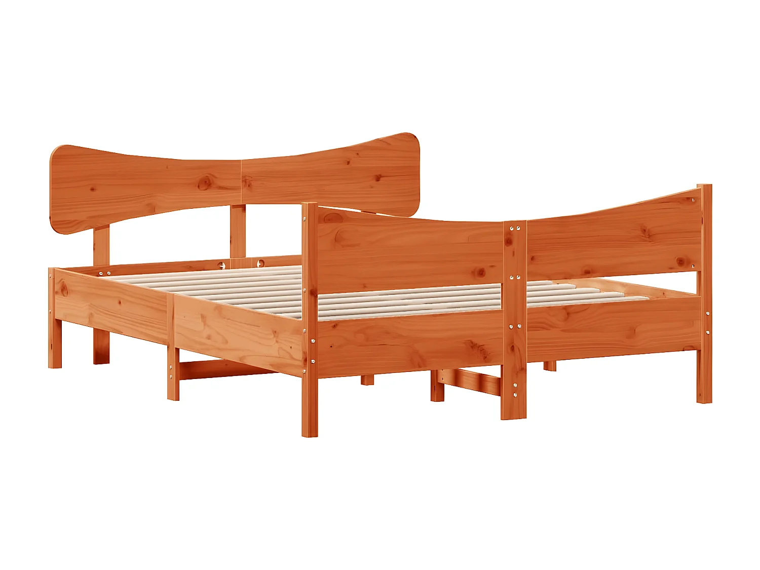 Cadre de lit et tête de lit cire marron 140x200 cm bois de pin