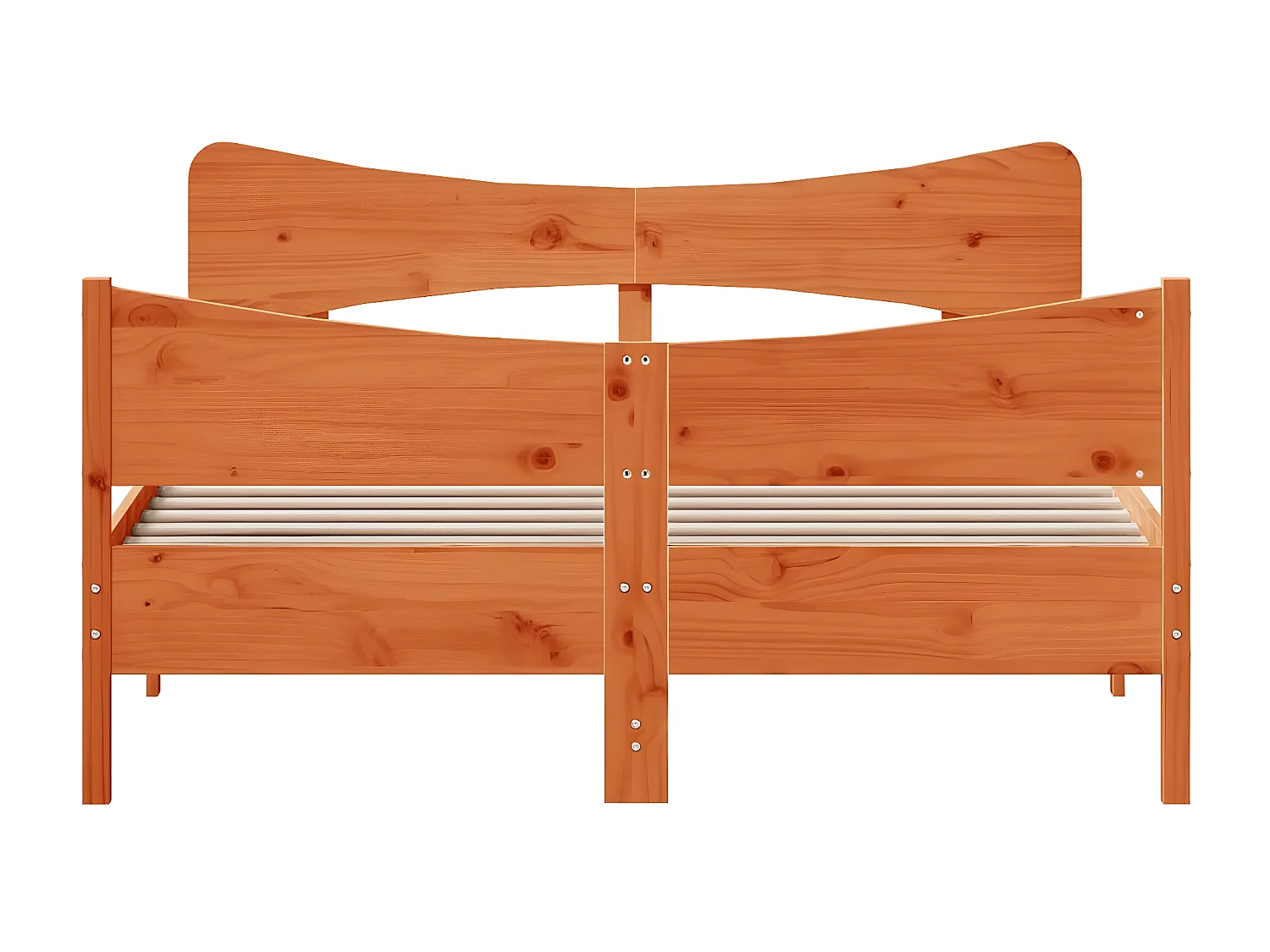 Estrutura cama c/ cabeceira 140x200cm pinho maciço castanho-mel