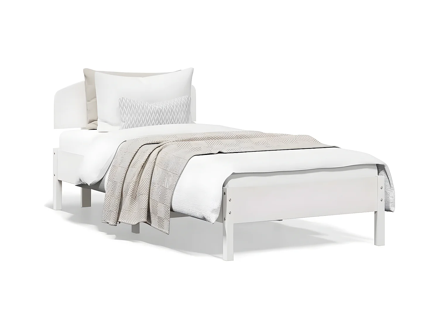 Estrutura de cama com cabeceira 90x200 cm pinho maciço branco