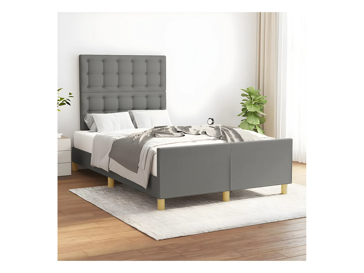 Cadre de lit avec tête de lit Gris foncé 120x200 cm Tissu