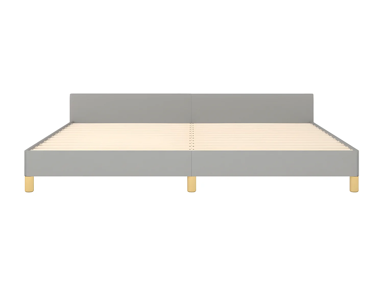 Estructura de cama con cabecero de tela gris claro 200x200 cm