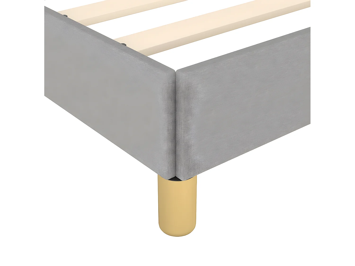 Estructura de cama con cabecero de tela gris claro 200x200 cm