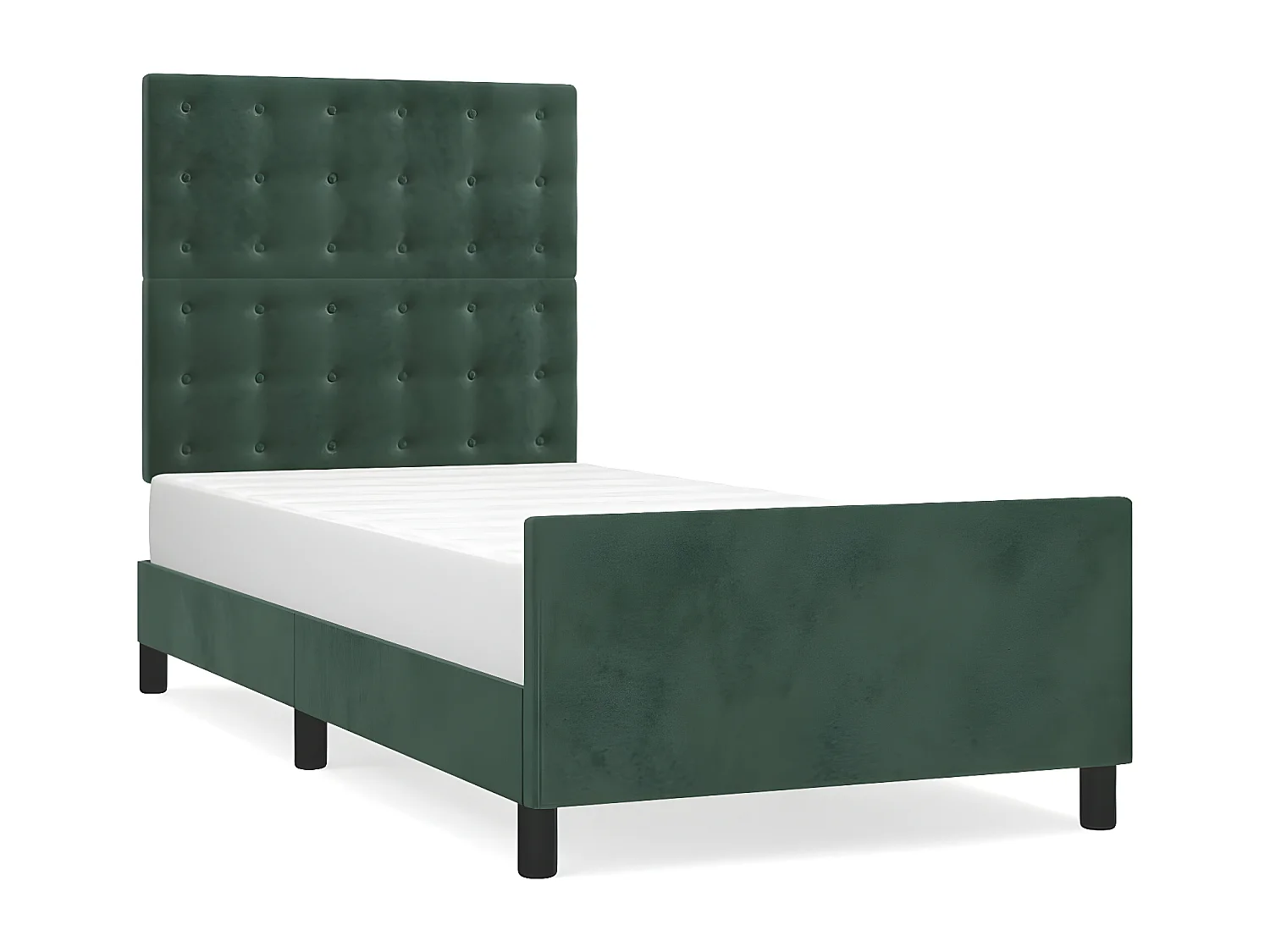 Estructura cama con cabecero terciopelo verde oscuro 90x190 cm