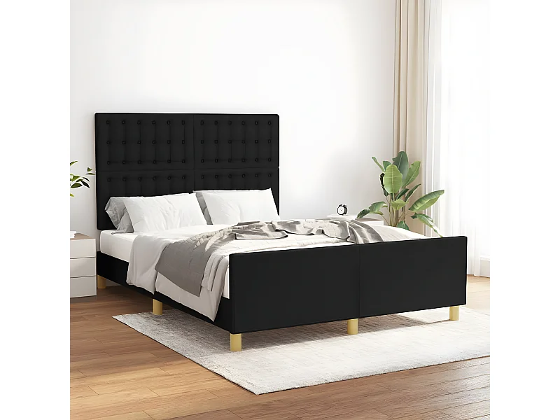 Estrutura de cama c/ cabeceira 140x190 cm tecido preto