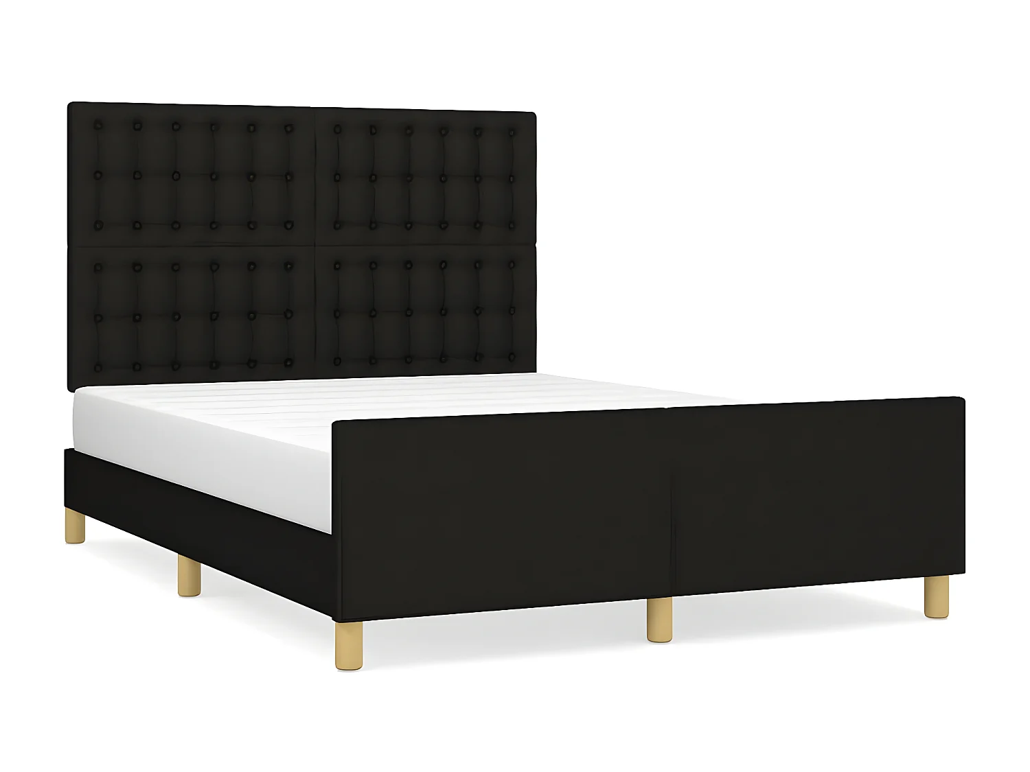 Estructura de cama con cabecero de tela negro 140x190 cm