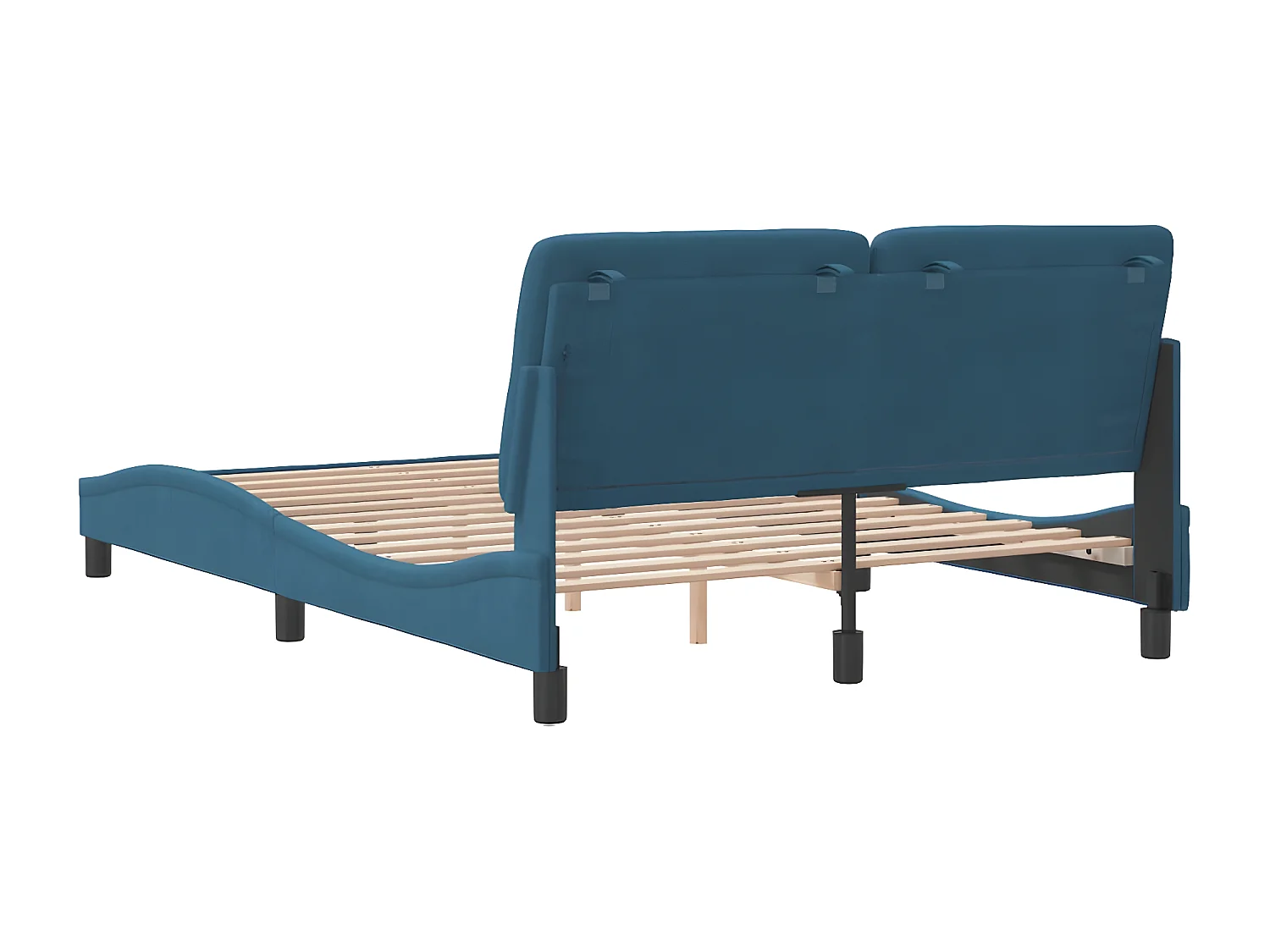 Estrutura de cama com cabeceira 140x190 cm veludo azul