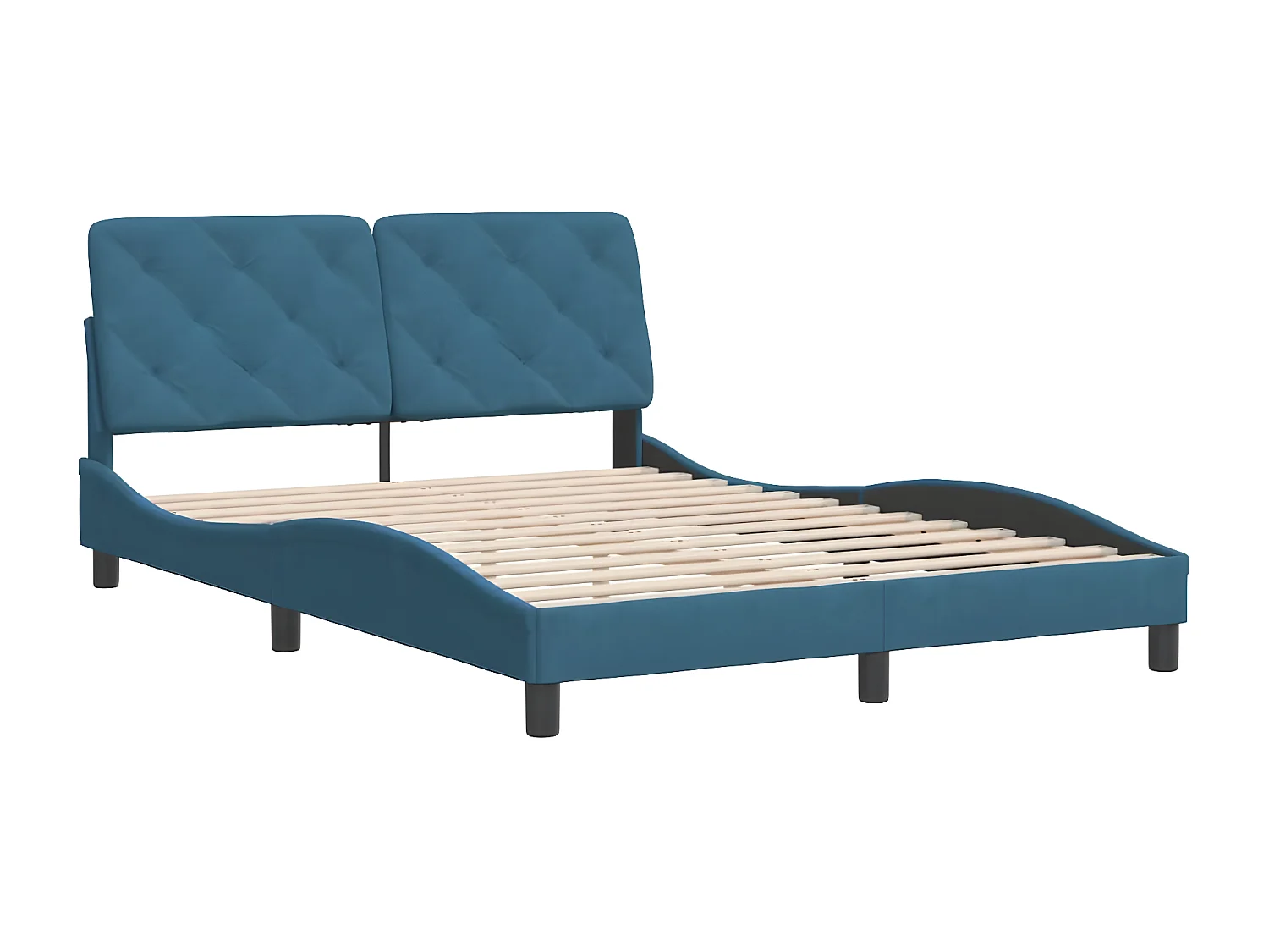 Estructura de cama con cabecero terciopelo azul 140x190 cm