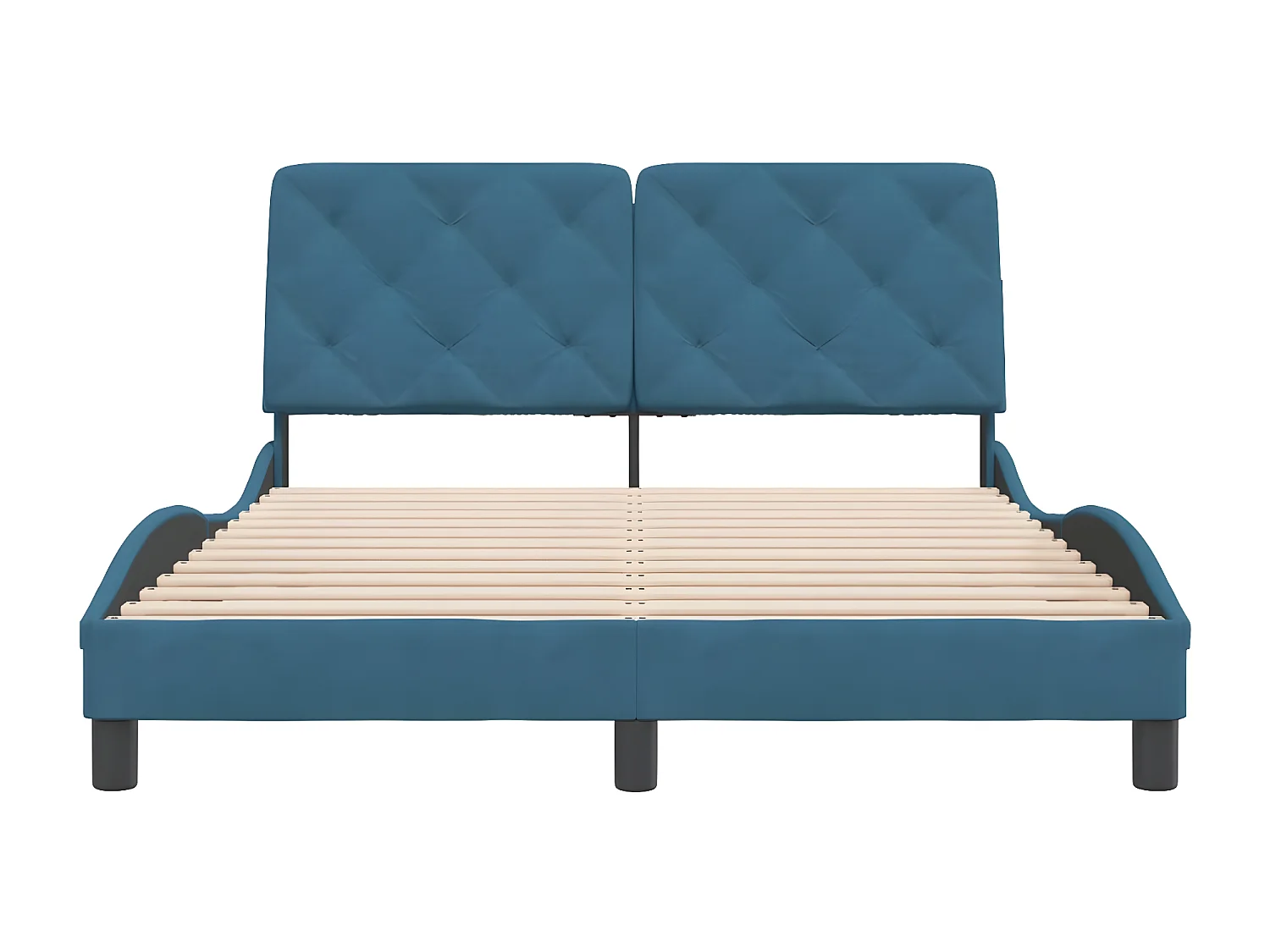 Estructura de cama con cabecero terciopelo azul 140x190 cm
