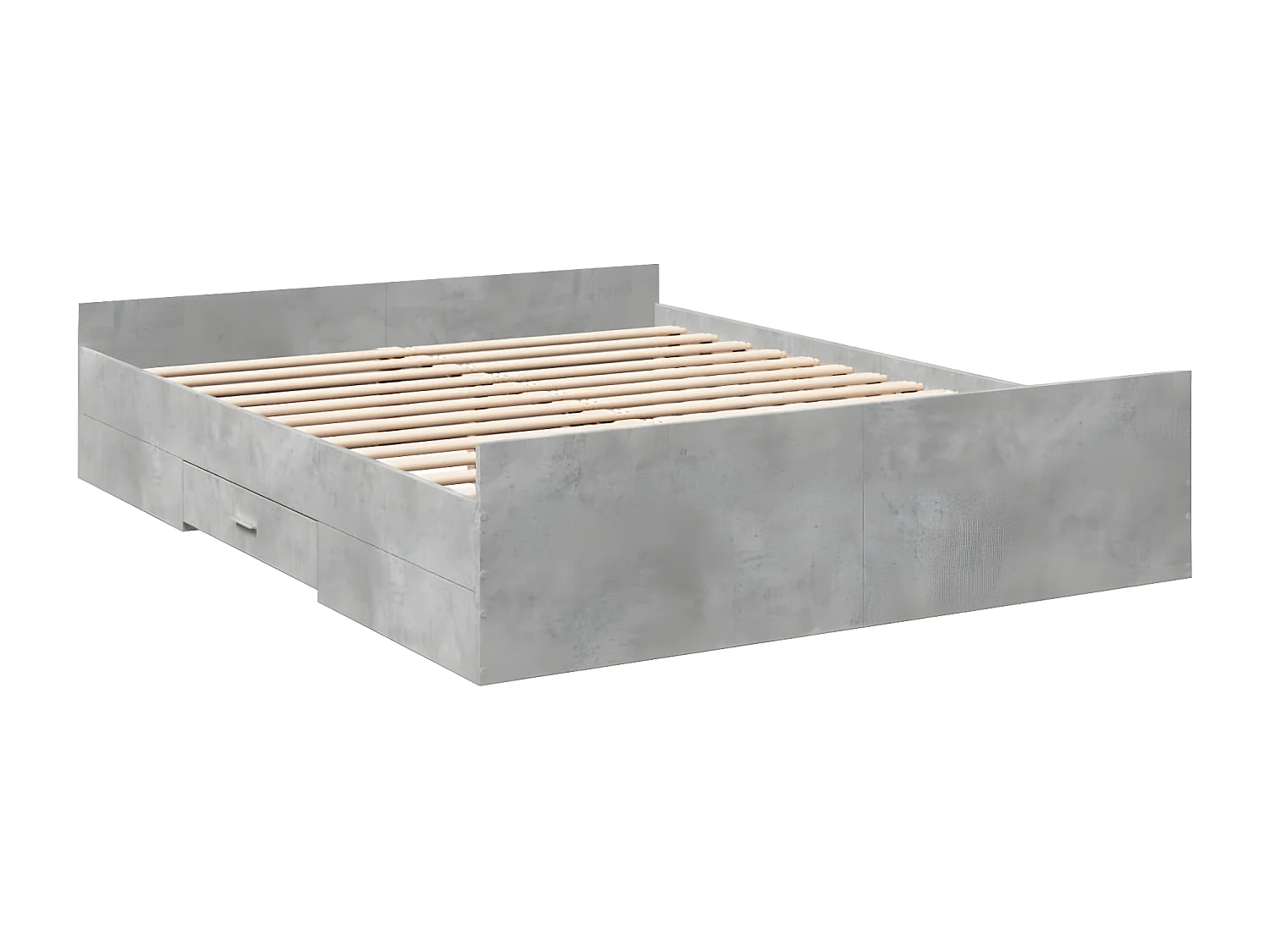 Cadre de lit et tiroirs gris béton 140x200 cm bois d'ingénierie