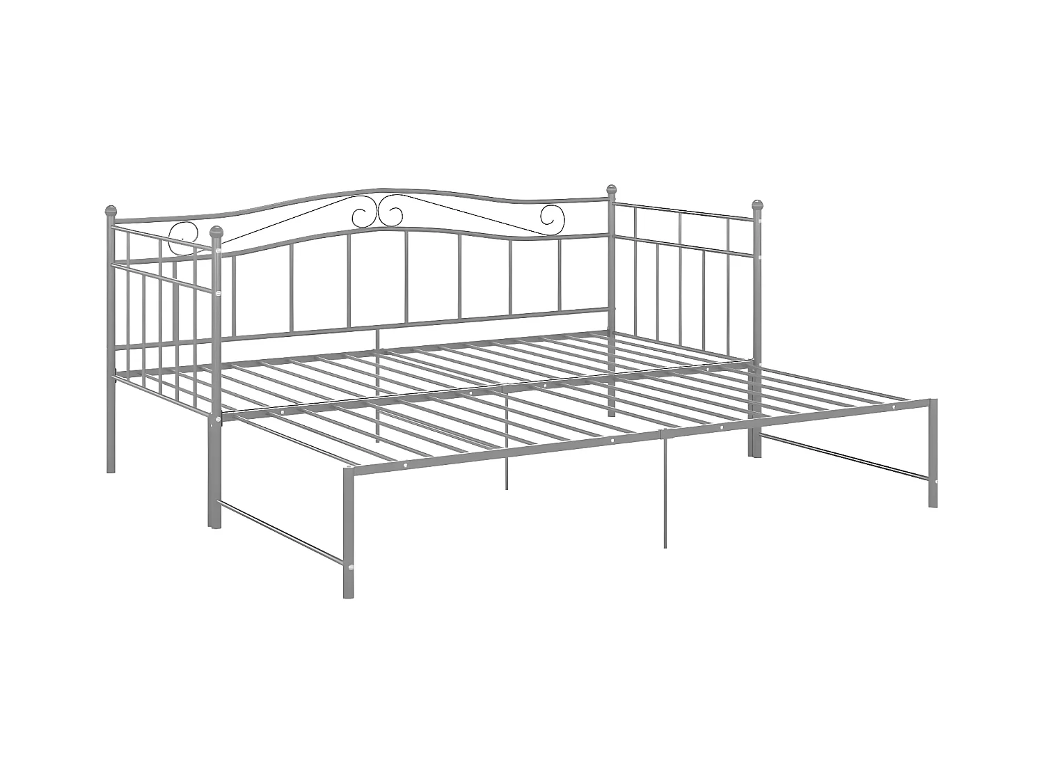 Cadre de canapé-lit extensible Gris Métal 90x200 cm