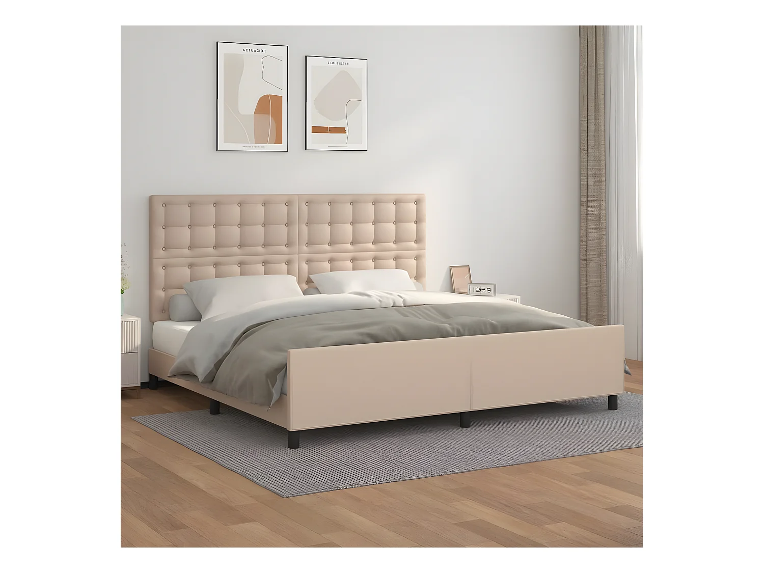 Cadre de lit avec tête de lit Cappuccino 200x200 cm Similicuir