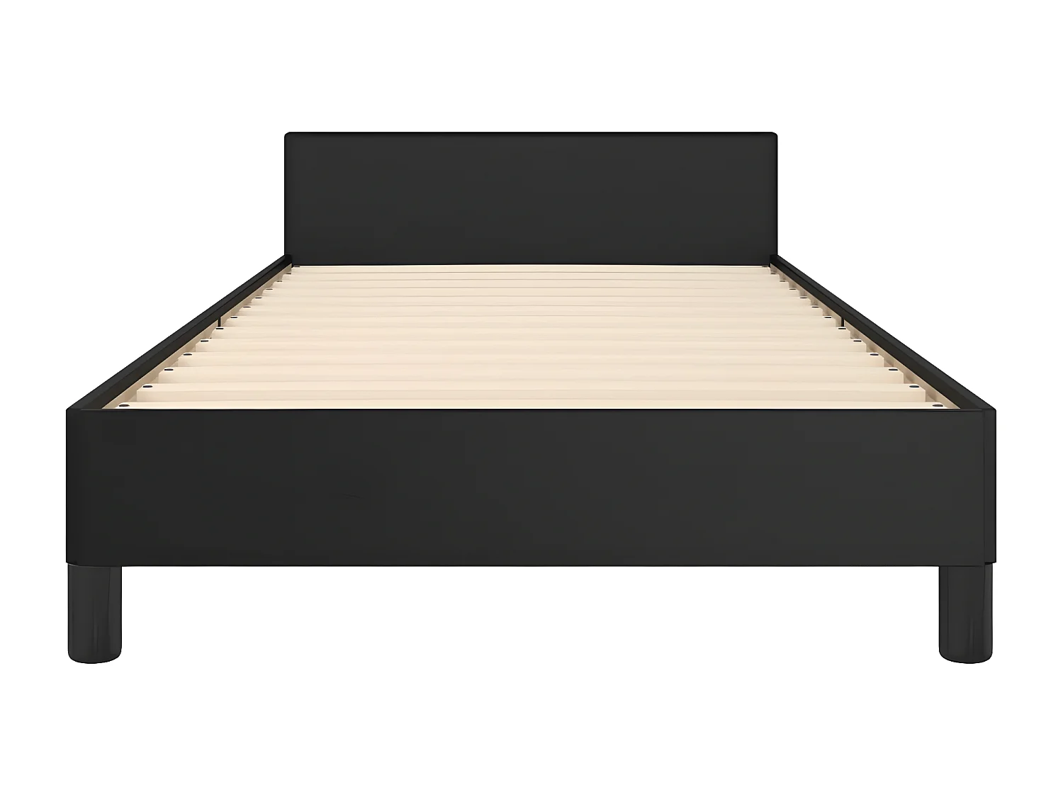 Estrutura de cama c/ cabeceira couro artificial 80x200 cm preto