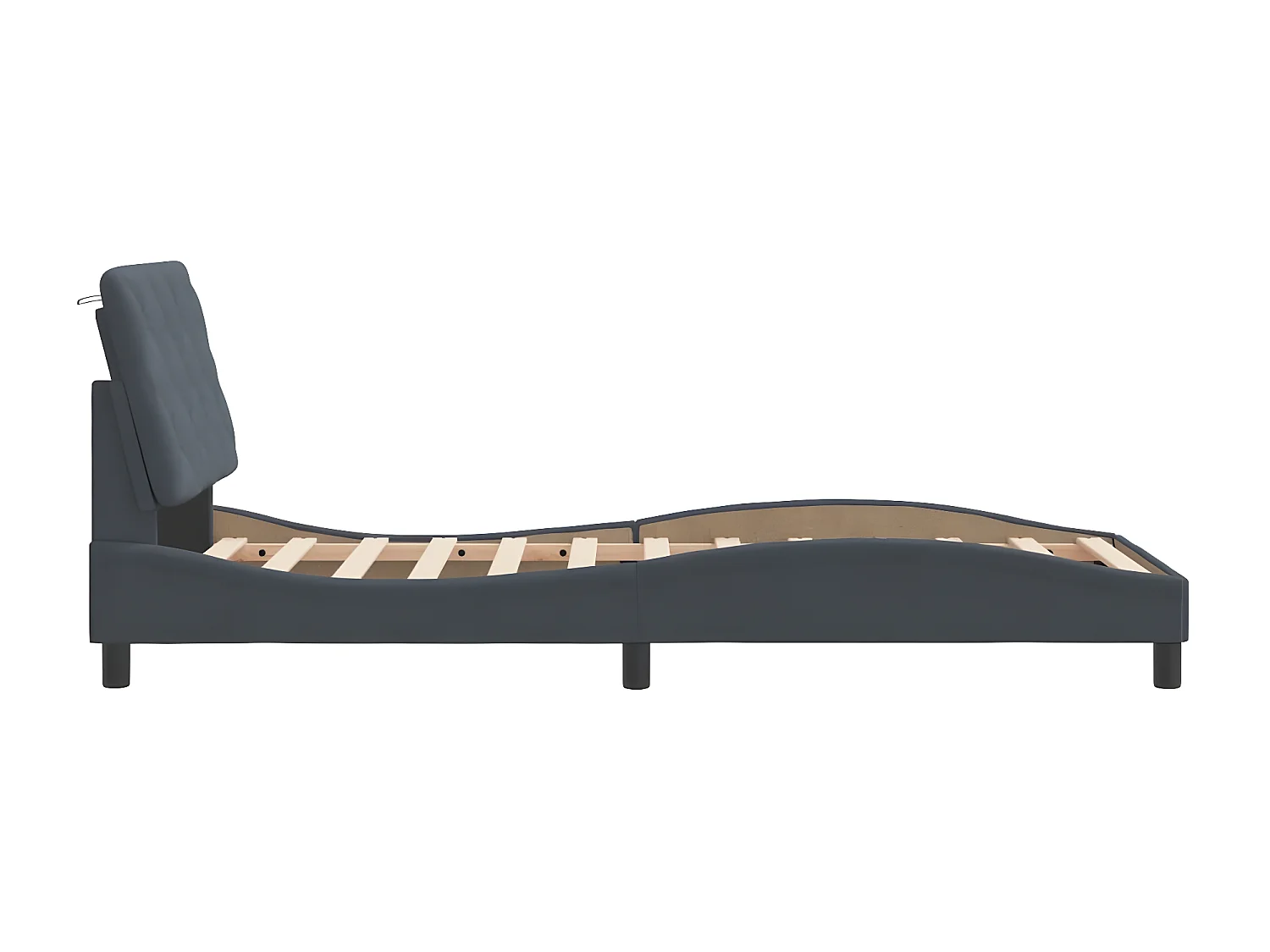 Cadre de lit avec tête de lit Gris foncé 90x200 cm Velours