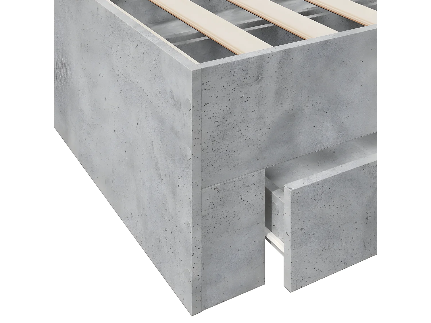 Cama con cajones madera ingeniería gris hormigón 150x200 cm