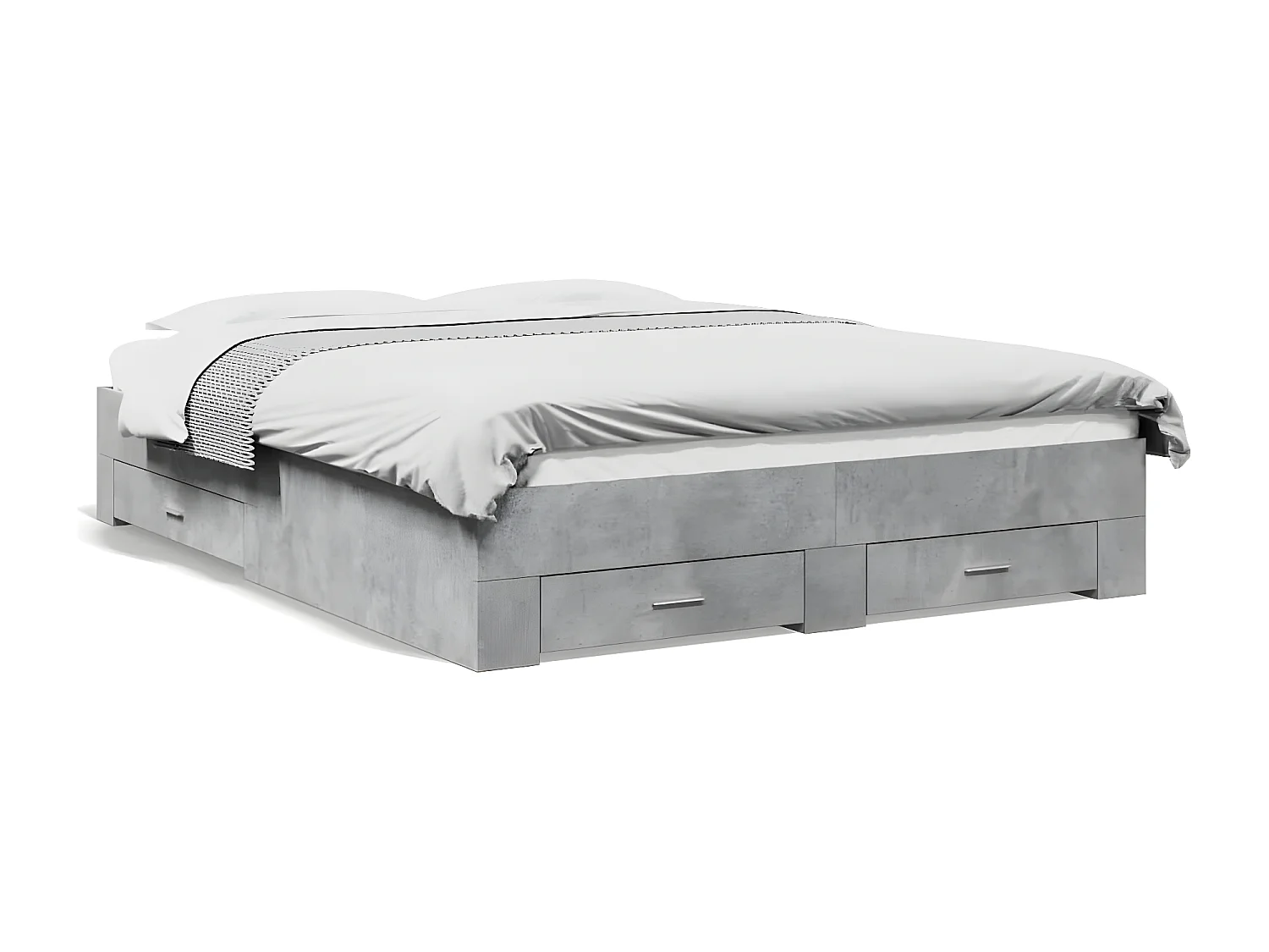 Cama con cajones madera ingeniería gris hormigón 150x200 cm