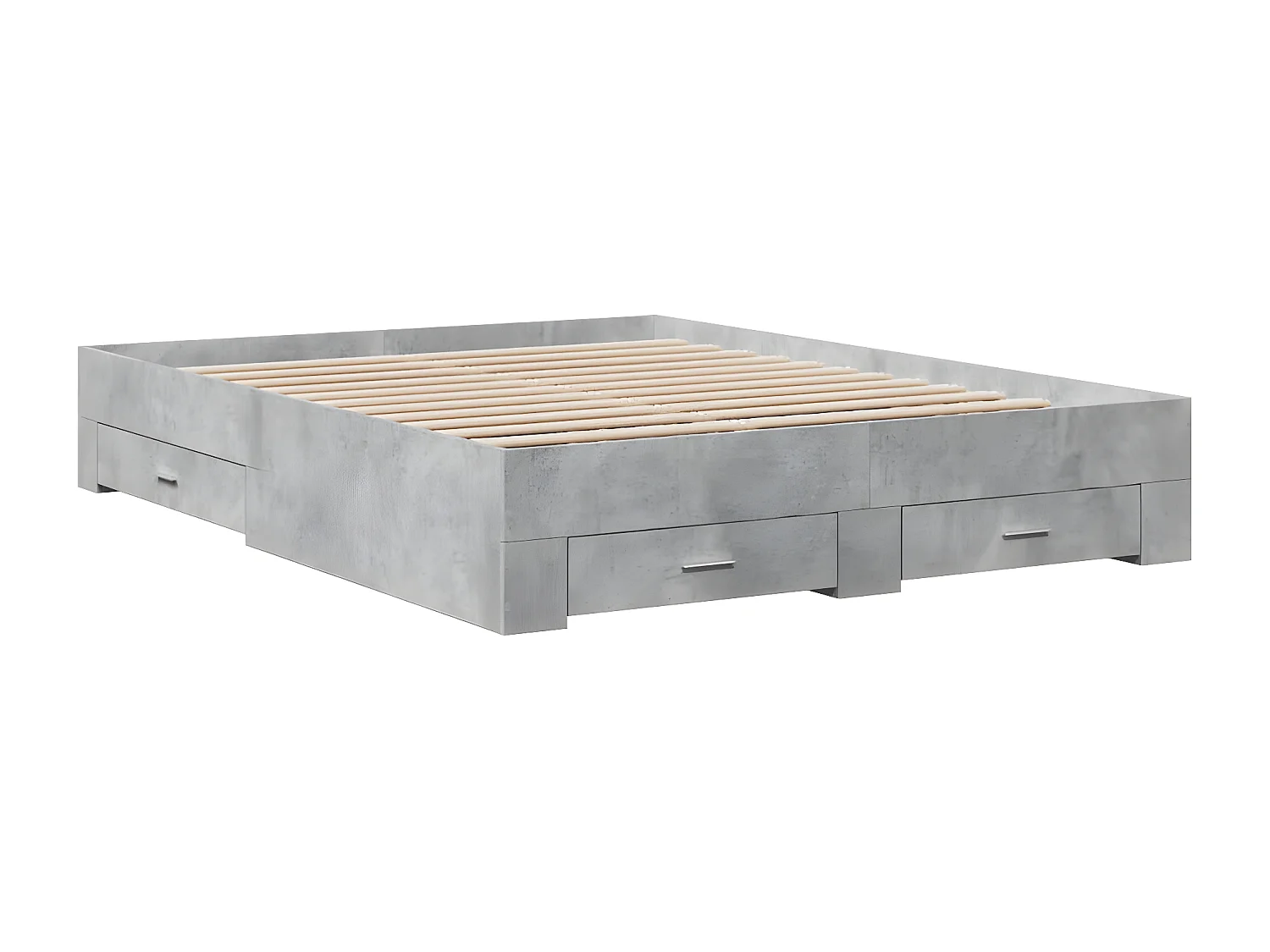 Cama con cajones madera ingeniería gris hormigón 150x200 cm