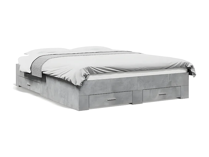 Cama con cajones madera ingeniería gris hormigón 150x200 cm