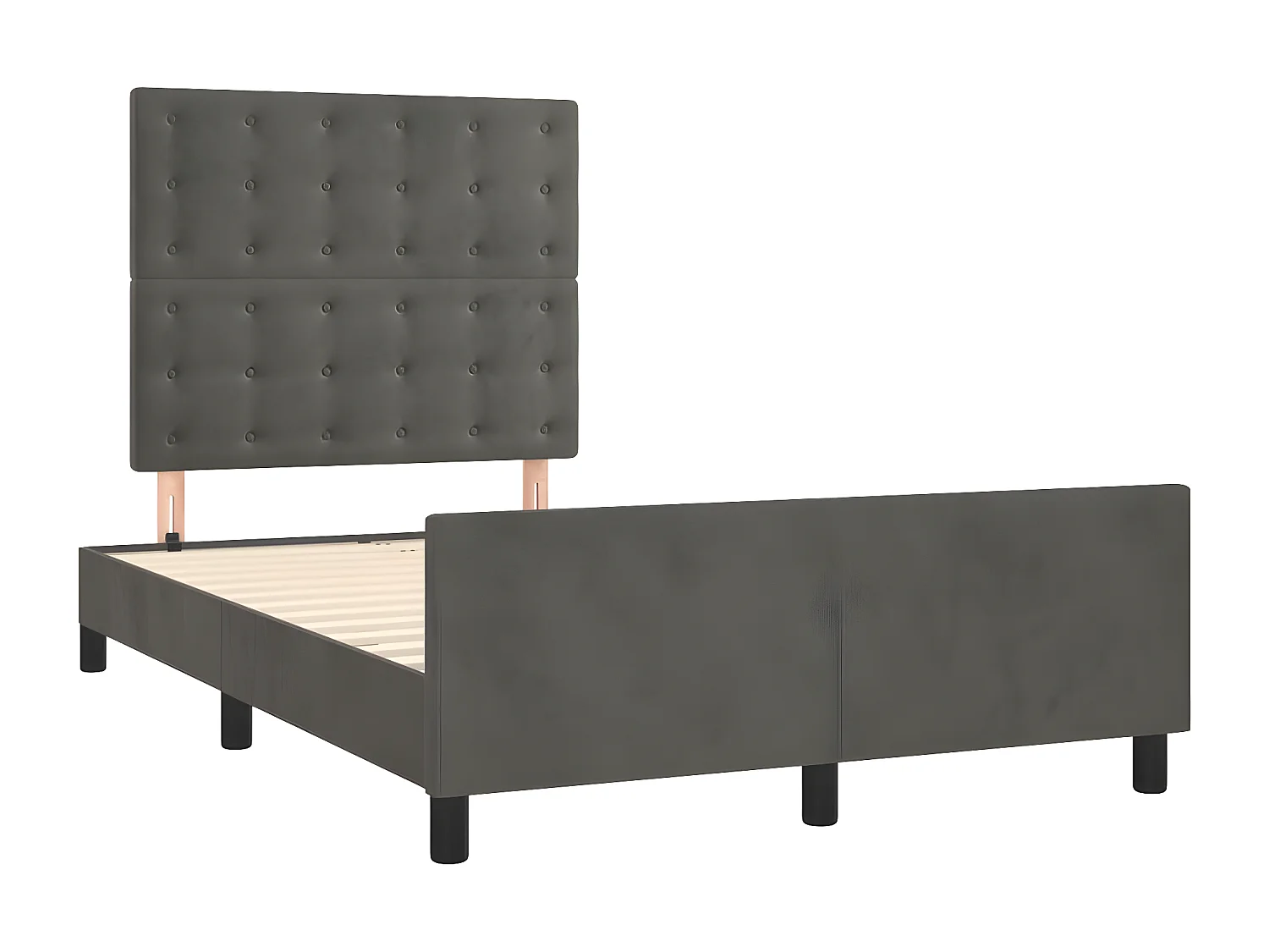 Estructura cama con cabecero terciopelo gris oscuro 120x190 cm