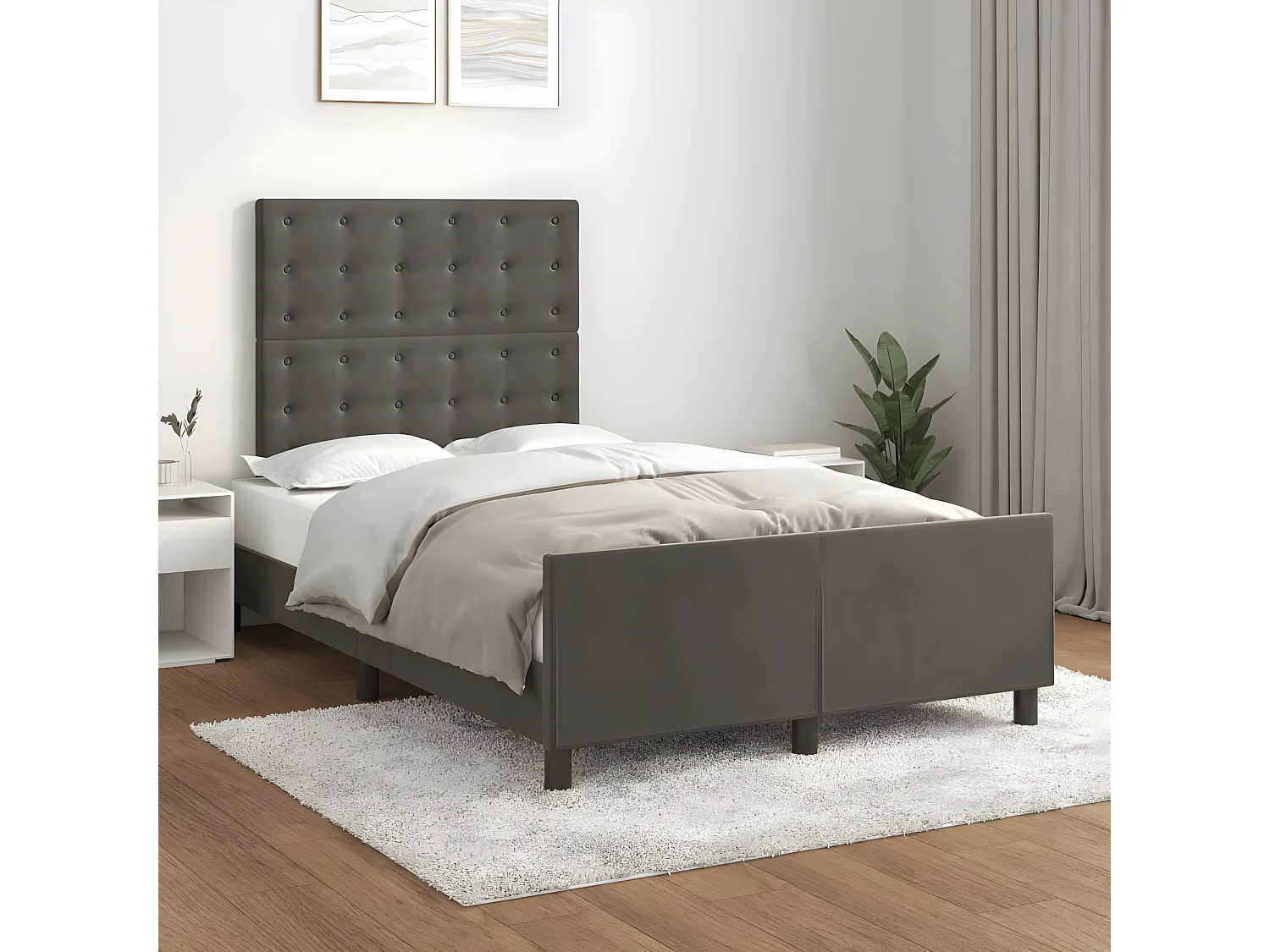 Estructura cama con cabecero terciopelo gris oscuro 120x190 cm