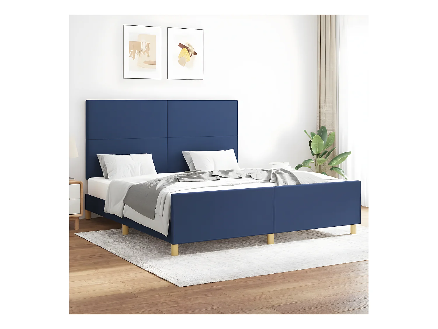 Estrutura de cama 160x200 cm tecido azul