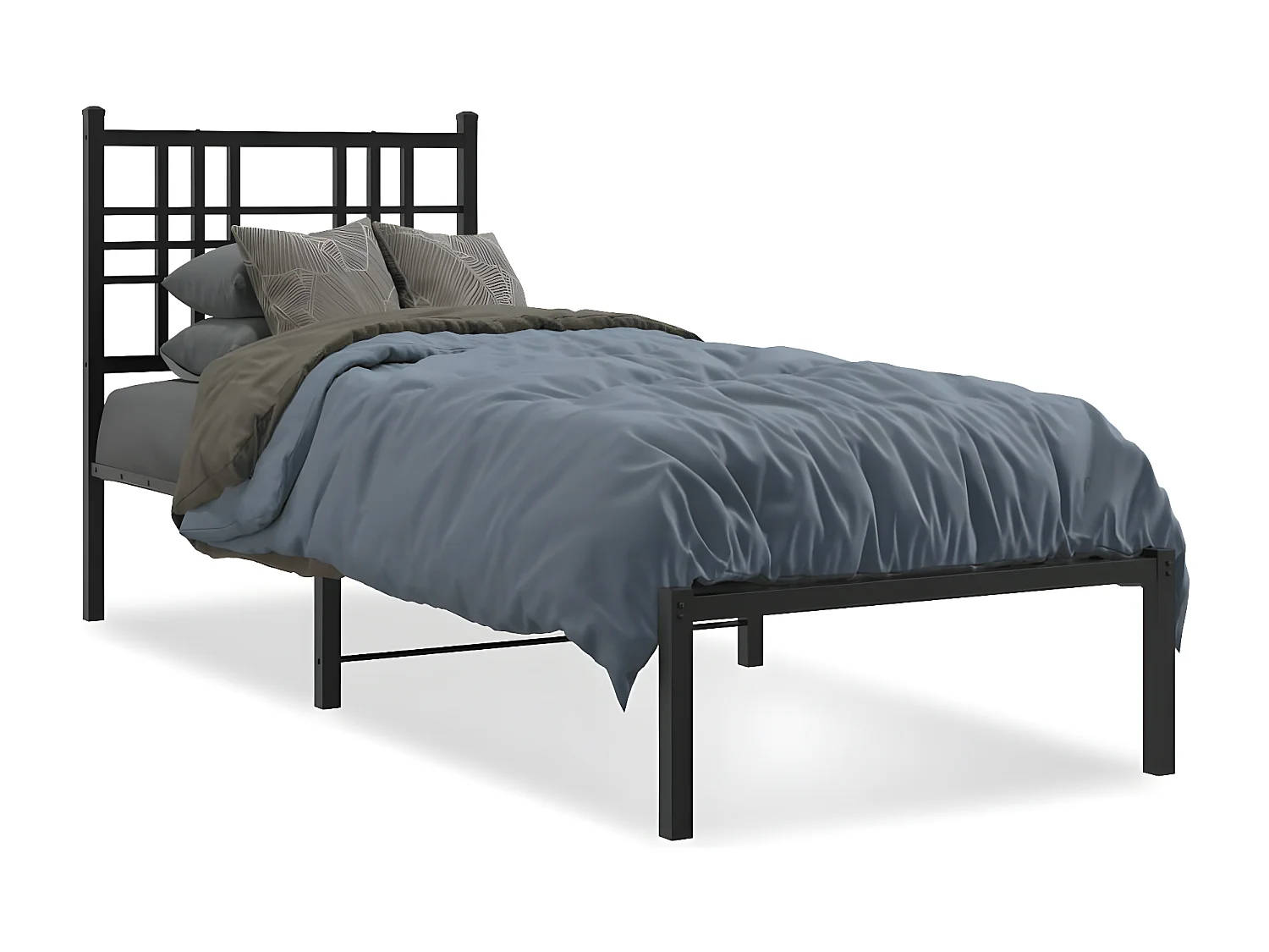 Estrutura de cama com cabeceira 75x190 cm metal preto