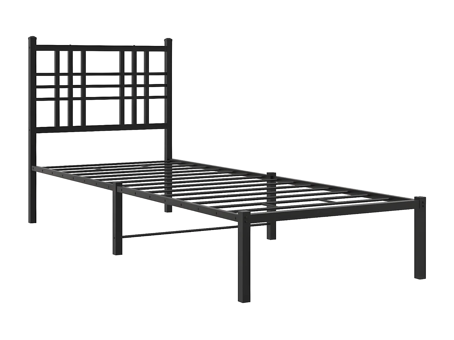 Estrutura de cama com cabeceira 75x190 cm metal preto