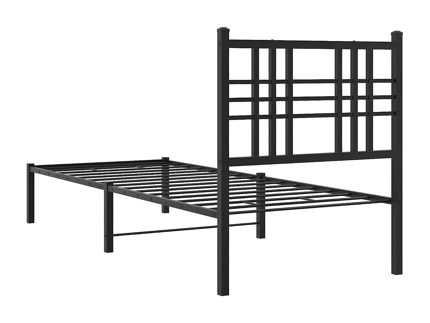 Estrutura de cama com cabeceira 75x190 cm metal preto