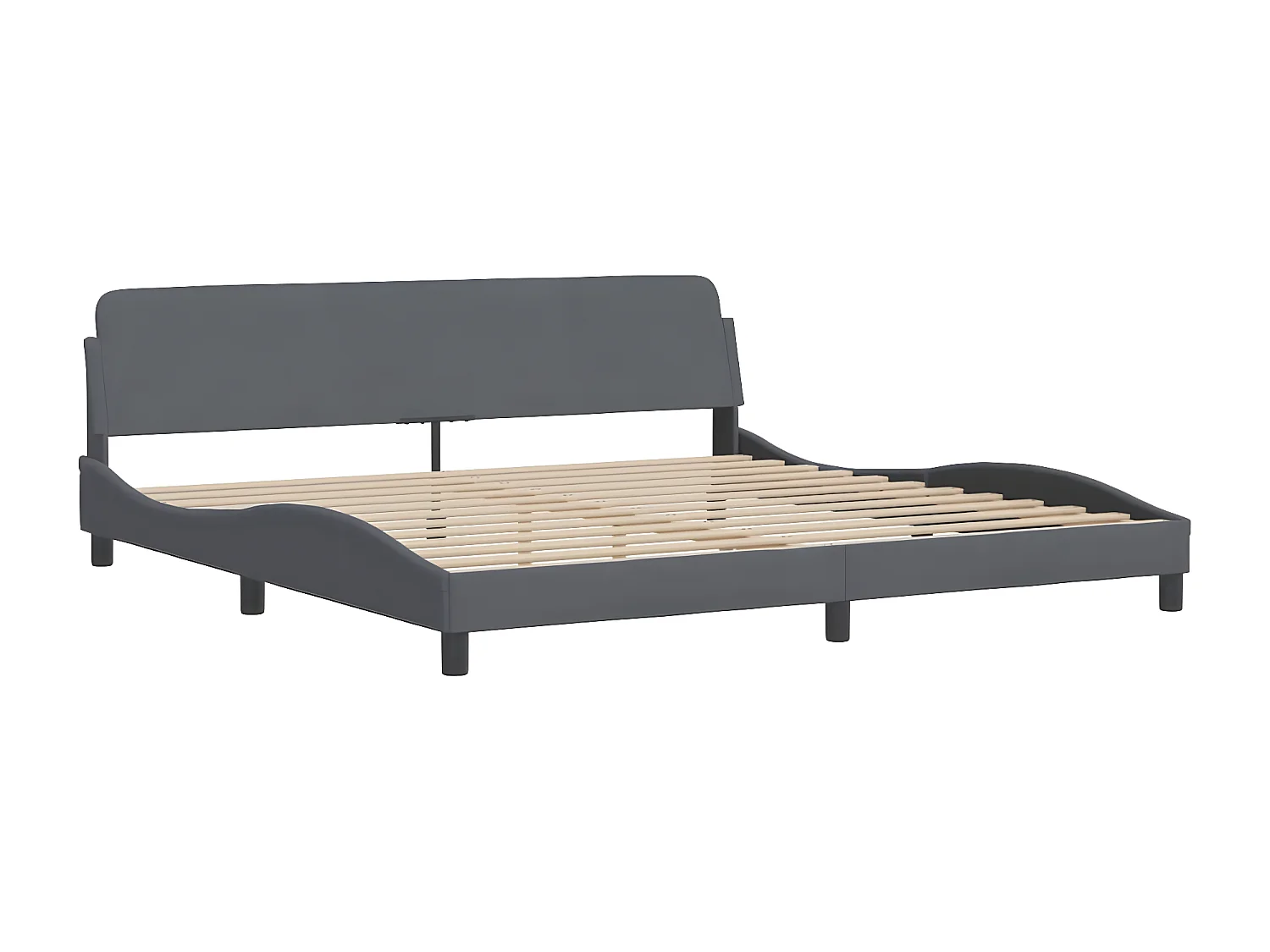 Estructura cama con cabecero terciopelo gris oscuro 200x200 cm