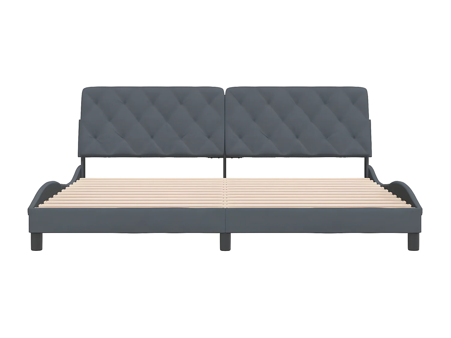 Estrutura de cama c/ cabeceira 200x200cm veludo cinzento-escuro