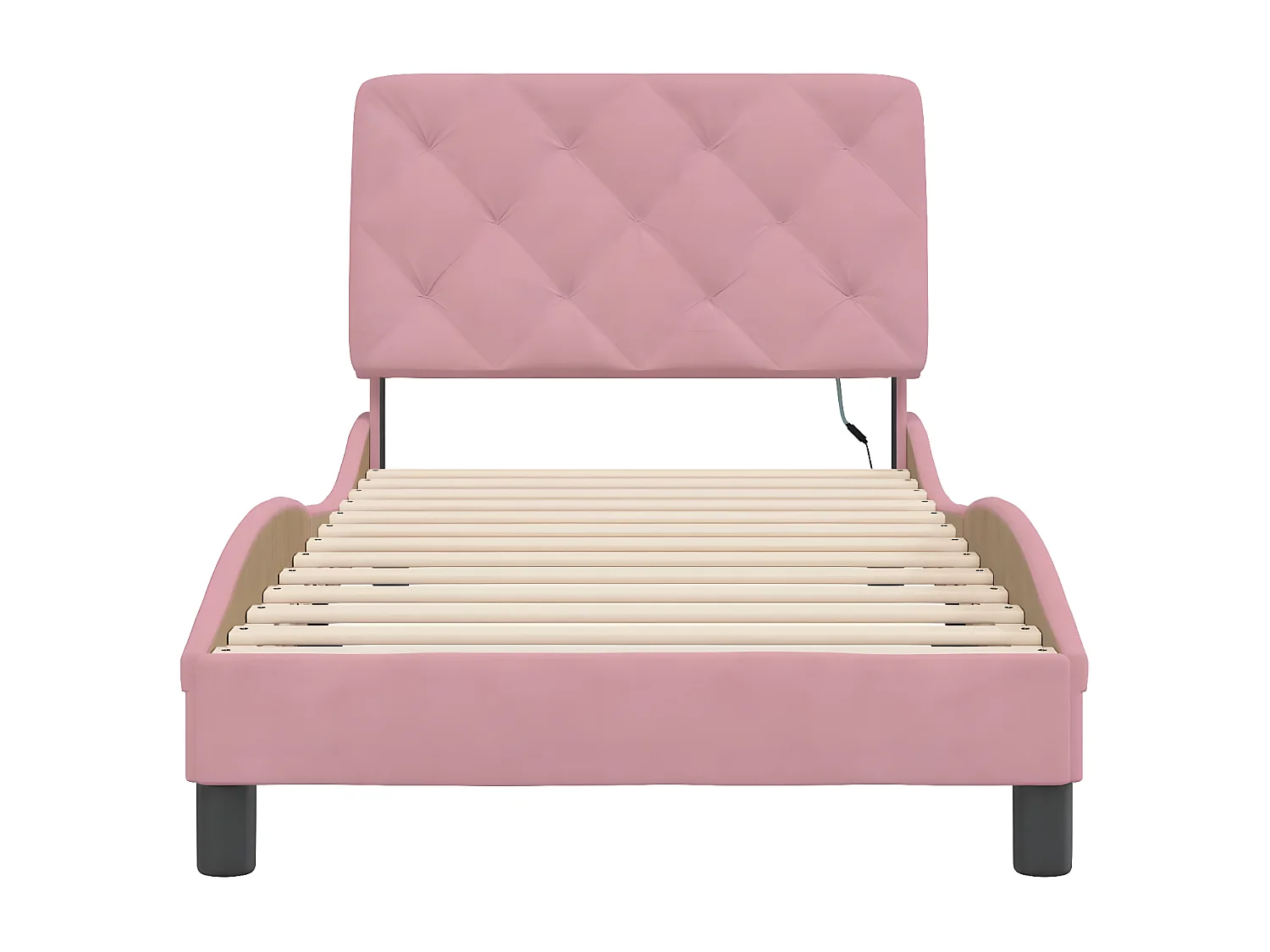 Estrutura de cama c/ luzes LED 90x200 cm veludo rosa