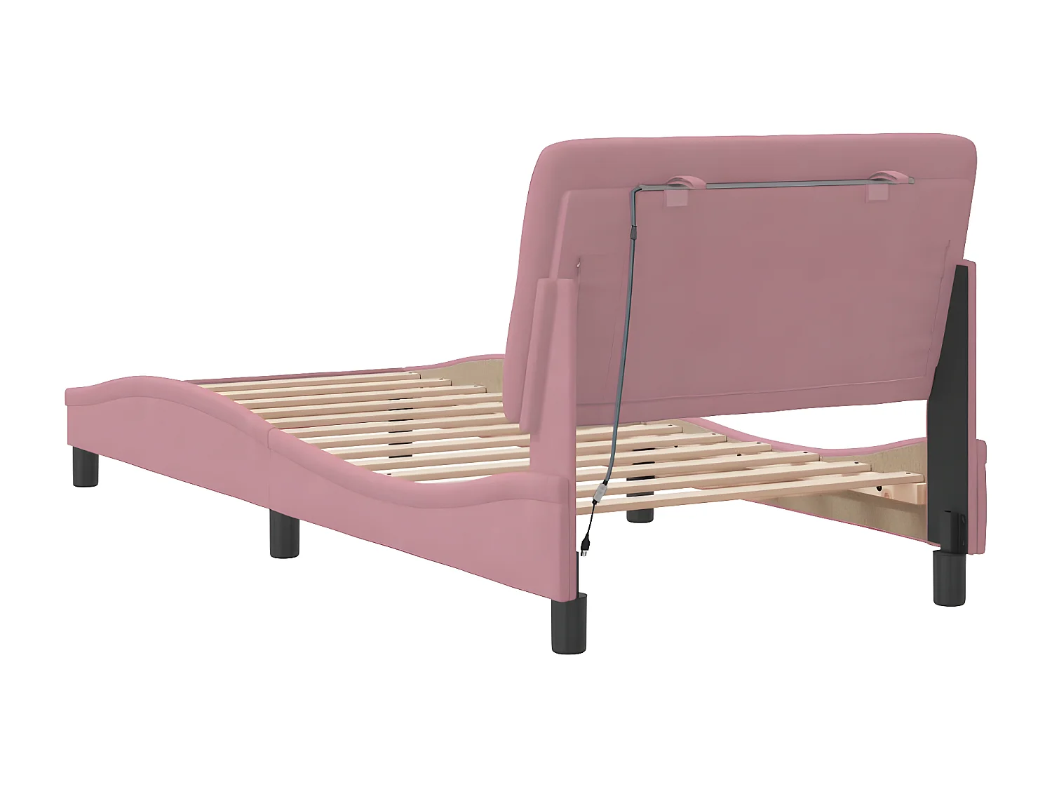 Estrutura de cama c/ luzes LED 90x200 cm veludo rosa