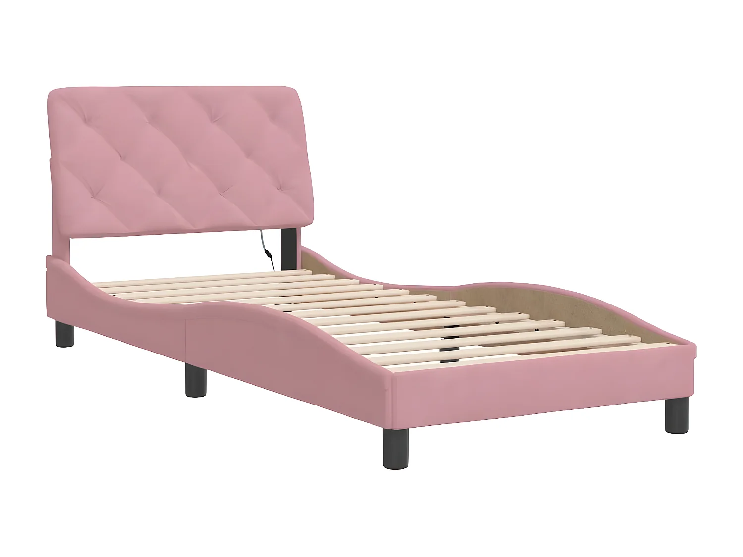 Estrutura de cama c/ luzes LED 90x200 cm veludo rosa