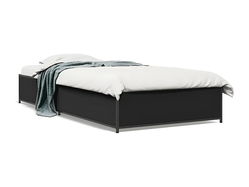 Estructura de cama madera de ingeniería y metal negra 75x190 cm