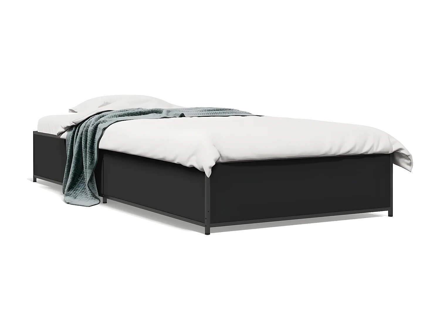 Estructura de cama madera de ingeniería y metal negra 75x190 cm