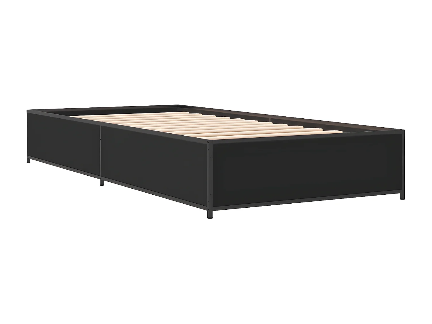 Estrutura de cama 75x190 cm derivados de madeira e metal preto