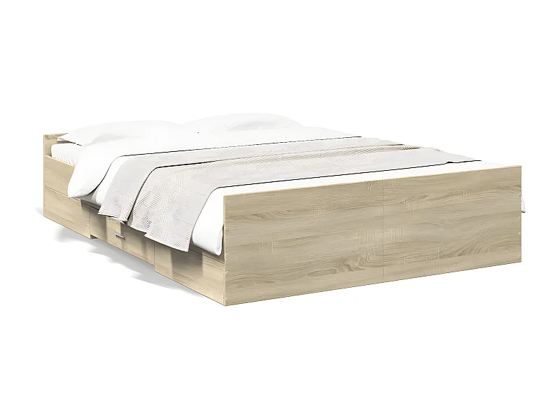 Cadre de lit et tiroirs chêne sonoma 120x200 cm bois ingénierie