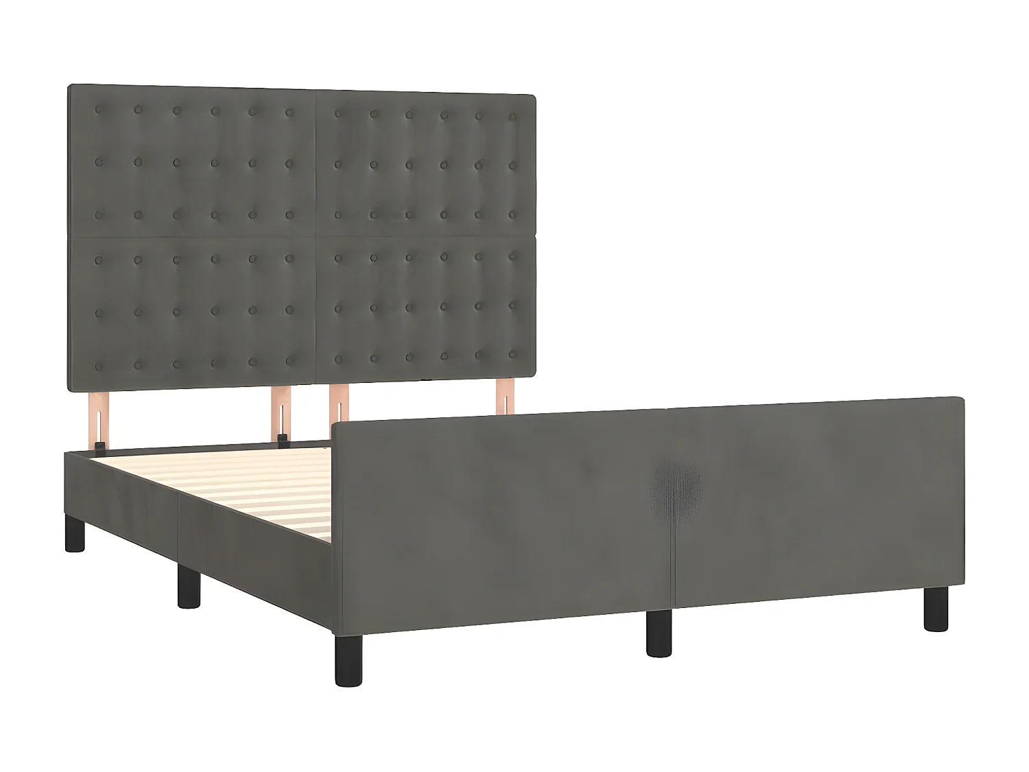 Estructura cama con cabecero terciopelo gris oscuro 140x190 cm