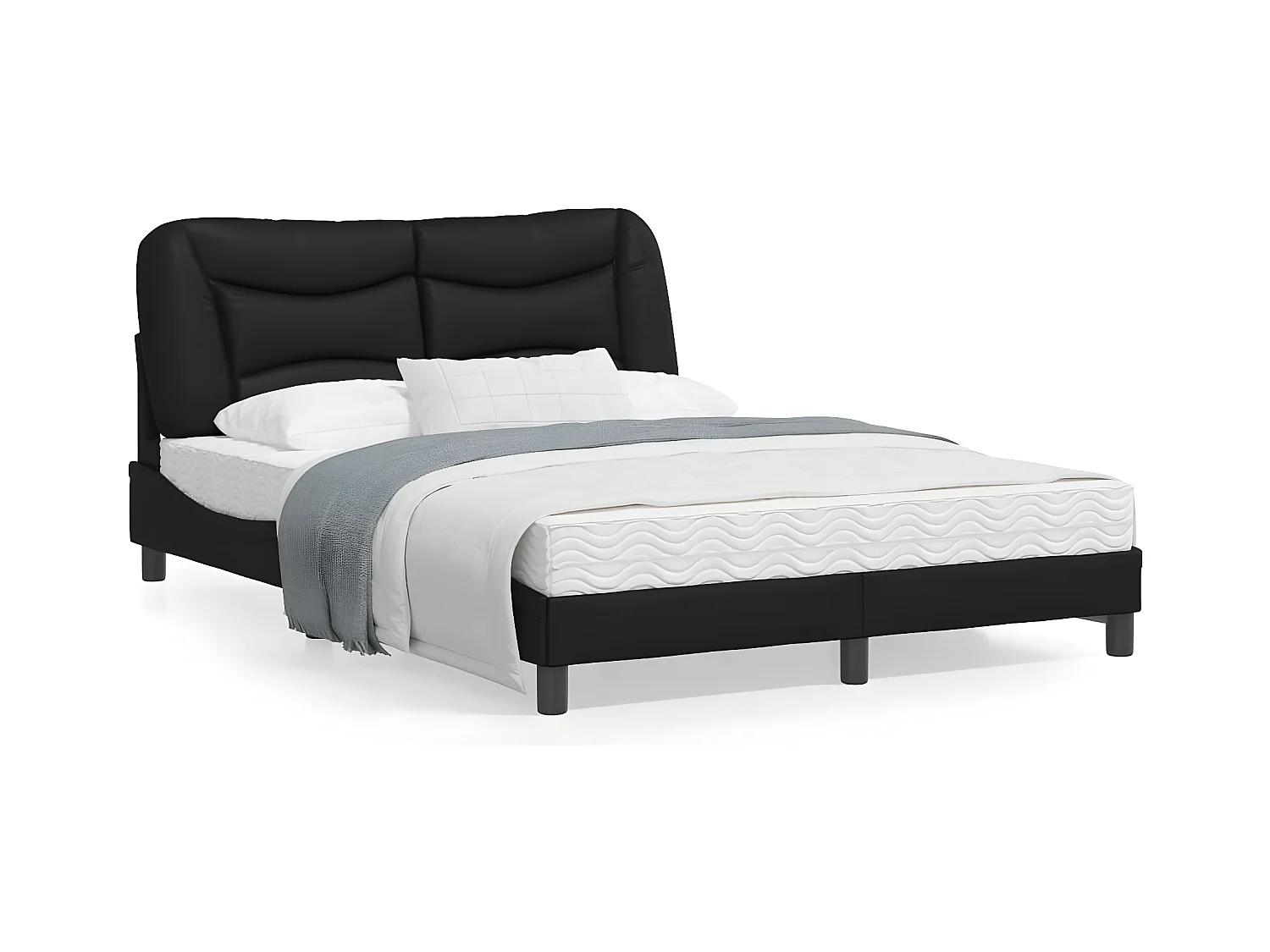 Estrutura de cama c/ luzes LED 120x200cm couro artificial preto