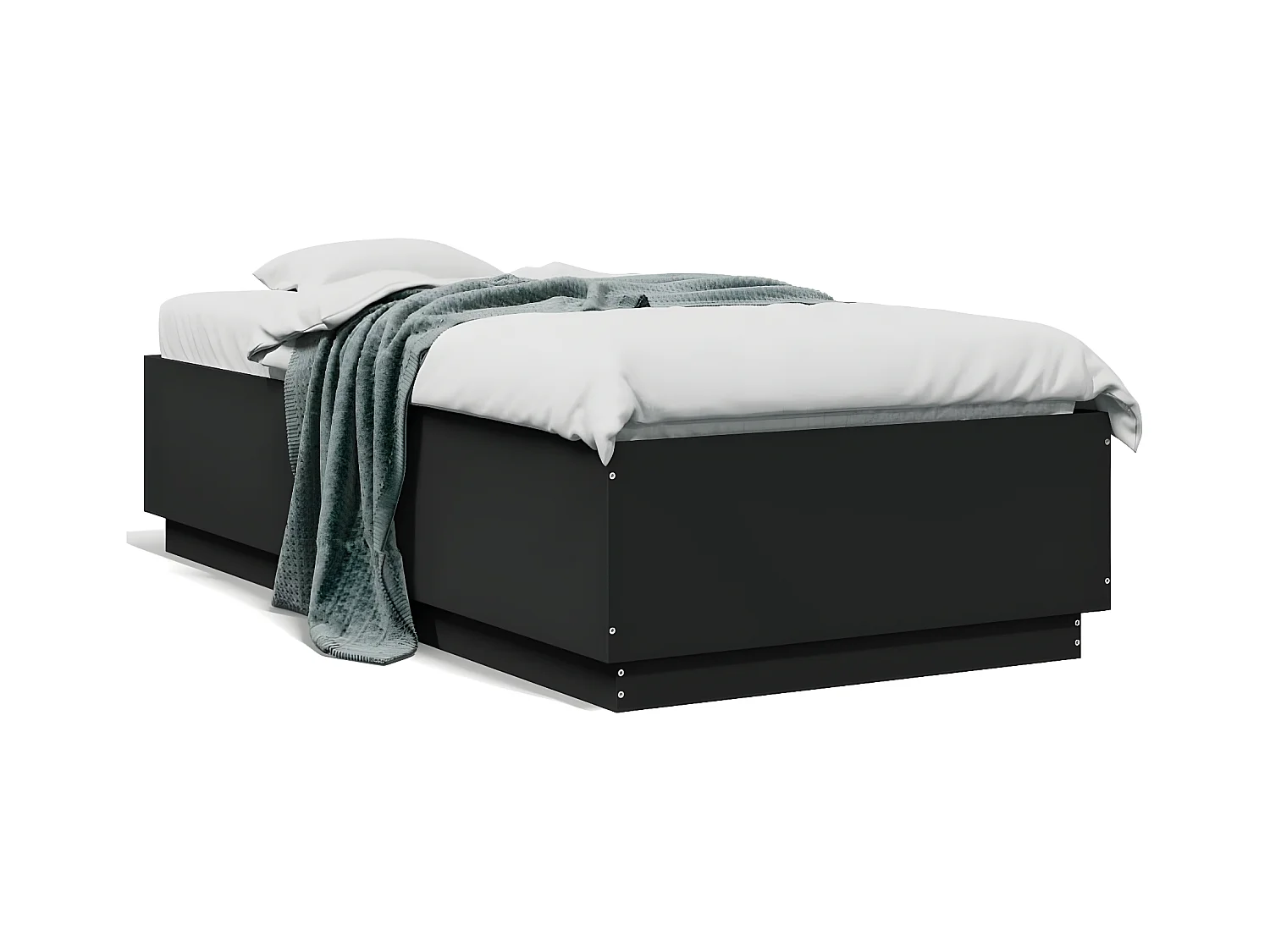 Estrutura cama c/ luzes LED 75x190cm derivados de madeira preto