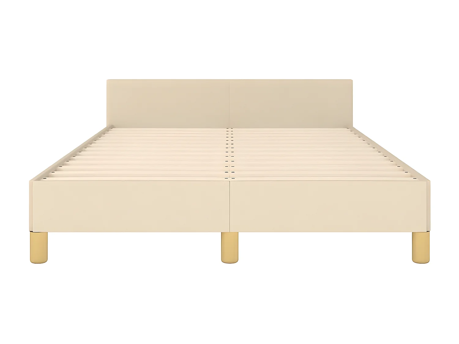 Estructura de cama con cabecero tela crema 120x190 cm