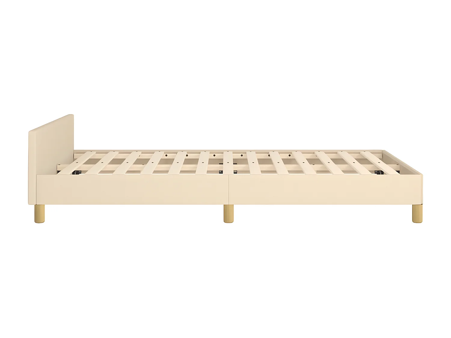 Estructura de cama con cabecero tela crema 120x190 cm