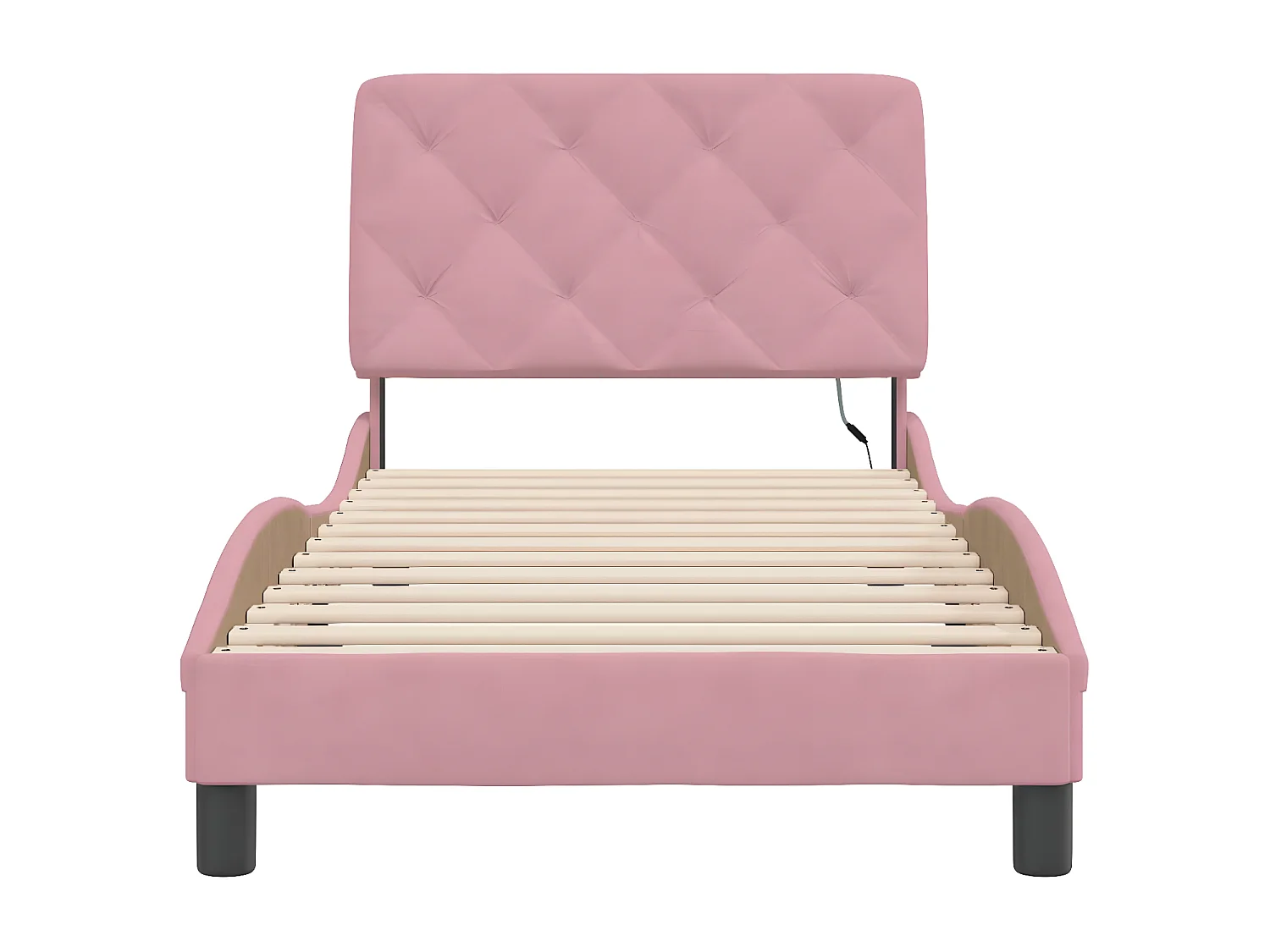 Estructura de cama con luces LED de terciopelo rosa 90x190 cm
