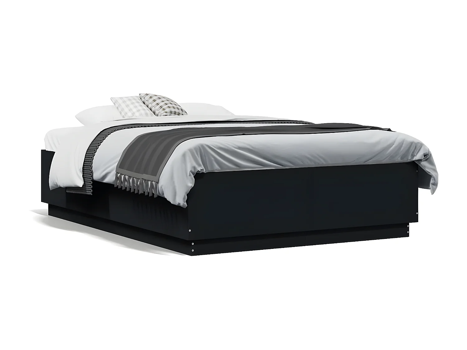 Estrutura cama c/ luzes LED 135x190 cm derivados madeira preto