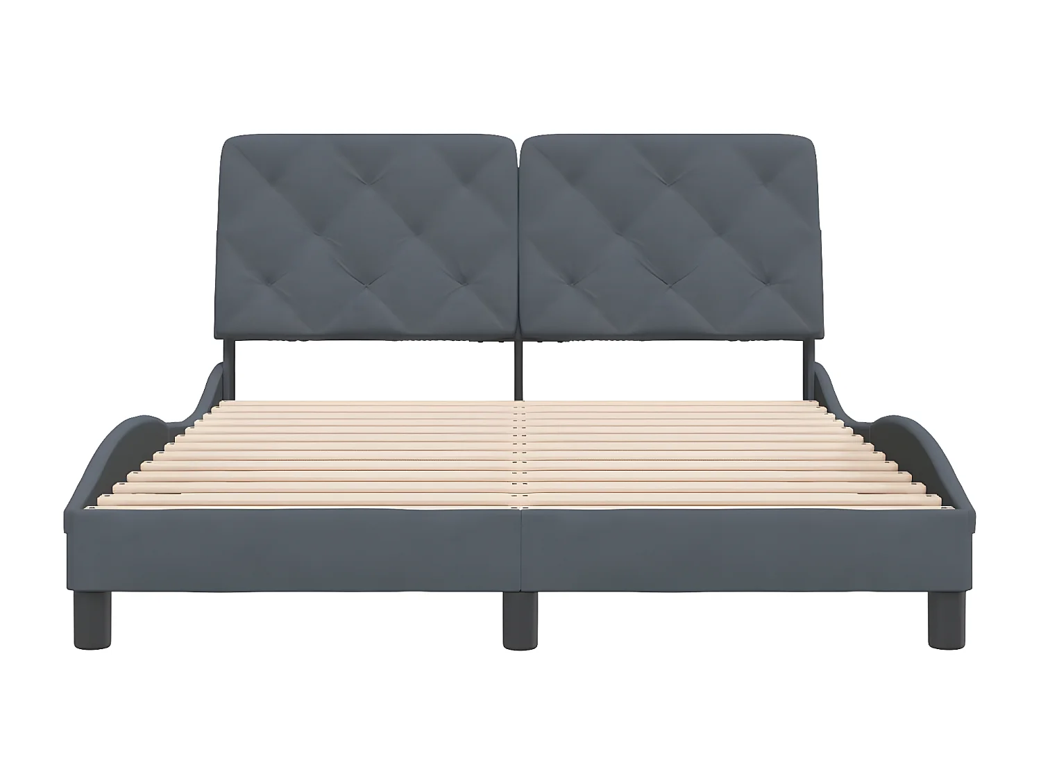 Estrutura de cama c/ cabeceira 120x200cm veludo cinzento-escuro