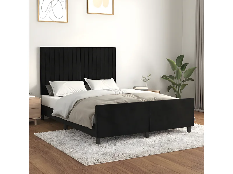 Estructura de cama con cabecero de terciopelo negro 140x190 cm